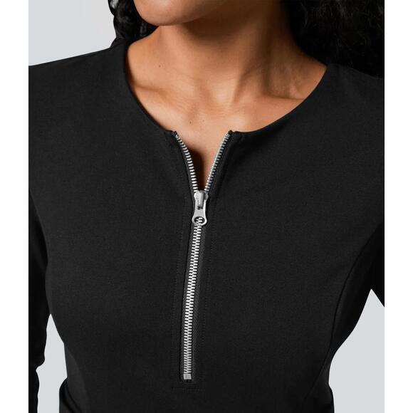 NWT Halara Round Neck Zipper Belted Pocket Midi Fit And Flare Work Dress Size XL - Picture 8 of 12